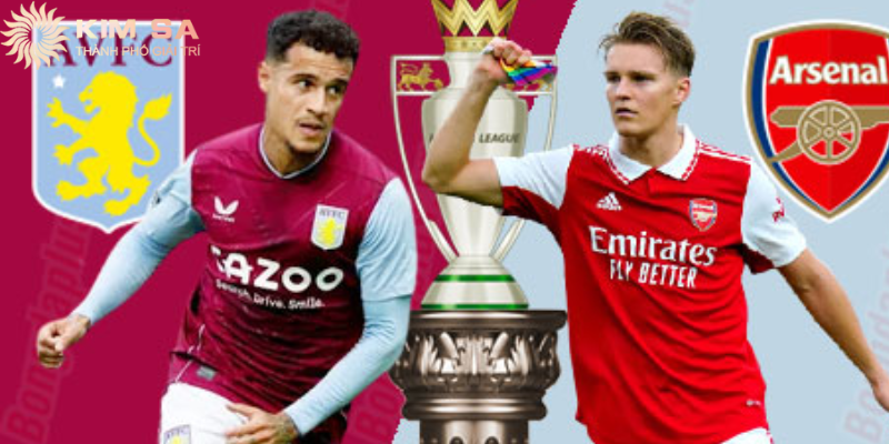 Cầu thủ Arsenal và Aston Villa tranh chấp bóng trong trận đấu.